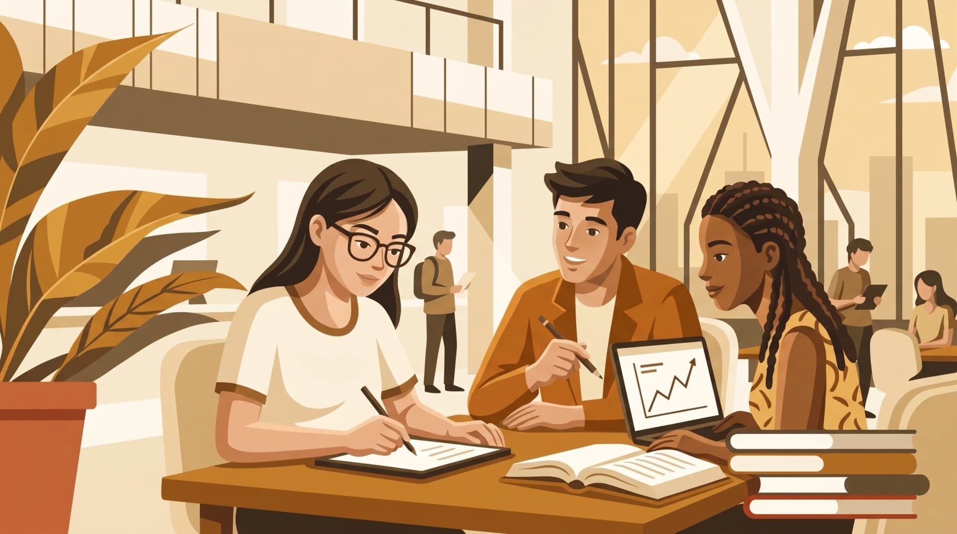 Estudio en grupo y salas compartidas